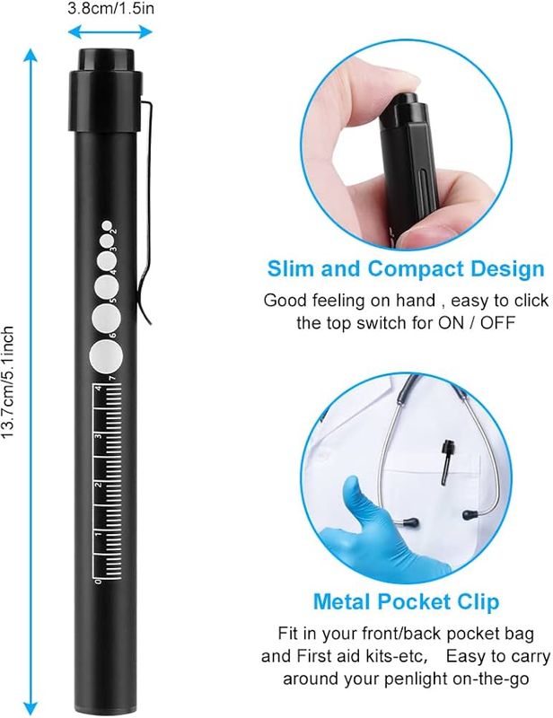 LED-penlight med pupillmåler, oppladbar Type-C
