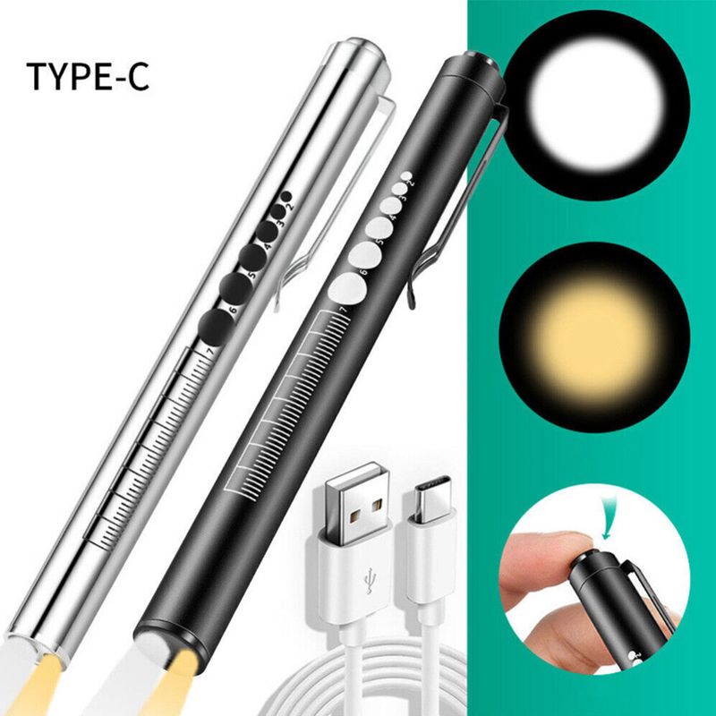 LED-penlight med pupillmåler, oppladbar Type-C